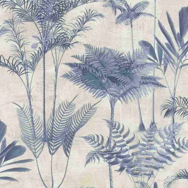 Papperstapet intissé 555127 Papperstapet Botanisk Dschungel 53 x 1005 cm Rasch Lirico Beige Blå