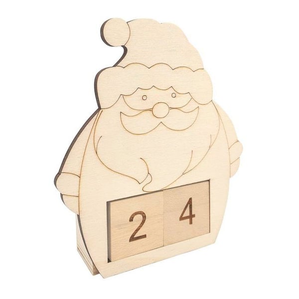 MégaCréa DIY - Adventskalender Jultomte i trä 11 x 13 x 3,3 cm