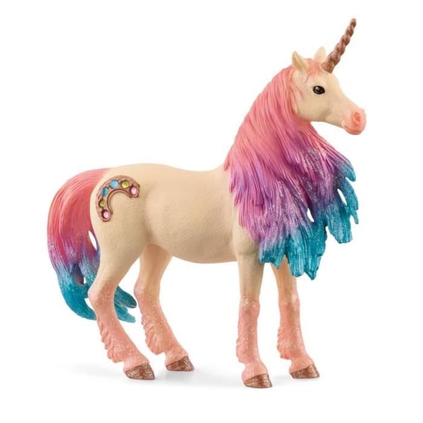 Figurine Enhörning Marshmalow, sto, Mjuk päls och färgglad man, SCHLEICH 70723 Bayala, Från 7 år