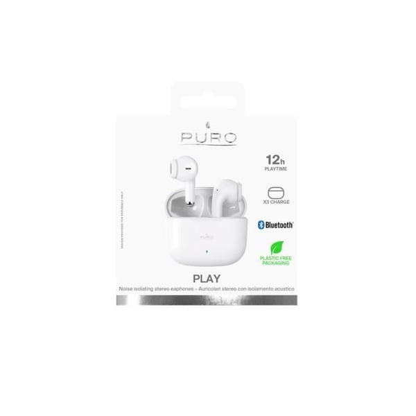 True Wireless Hörlurar - Puro - PLAY 5.0 TWS - Vit - Lätt - Unisex