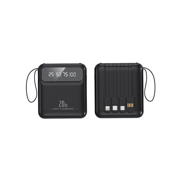 PowerBank - AVIZAR - 10000mAh - 20W - LED-skärm - Ficklampa - Kablar inkluderade