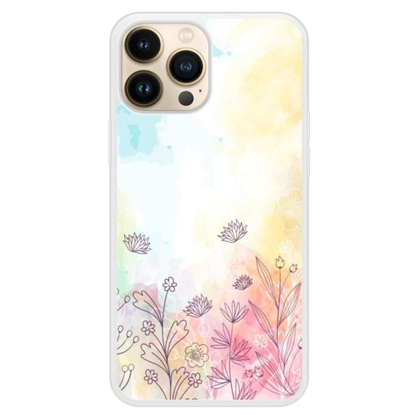 Coque i silikonförstärkt med tryck kompatibel med Apple iPhone 13 Pro Max akvarellblommor