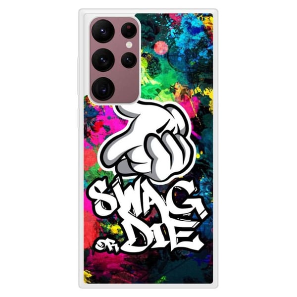 Coque i förstärkt silikon med tryck kompatibel med Samsung Galaxy S22 Ultra Swag or die
