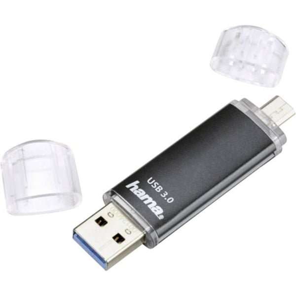 Extra minne USB för smartphone/surfplatta Hama FlashPen Laeta Twin svart 128 GB USB 3.1 (Gen 1), Micro USB 2