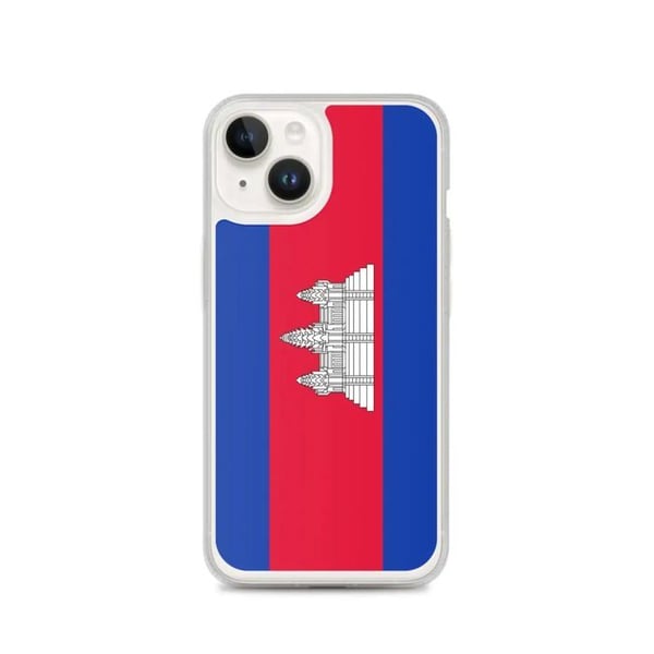 Mobilfodral – Kambodjas flagga – Kompatibel med iPhone 14 – Mjuk fodral – Slitstark och stötresistent – Silikon – Pixelforma