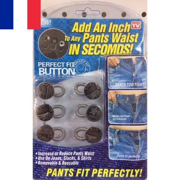 6 Justerknappar i metall för att vidga för tajta jeans eller kjolar 6 Justerknappar i metall för att vidga för tajta jeans eller kjolar