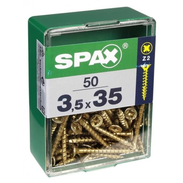 Vis - SPAX - Fäste av fasad huvud - Stål - Diam. 3.5 mm - Längd 35 mm - Förpackning om 50
