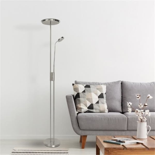 Golvlampa - FAB - ANTARES - Integrerad LED - Ledad arm - Nickel