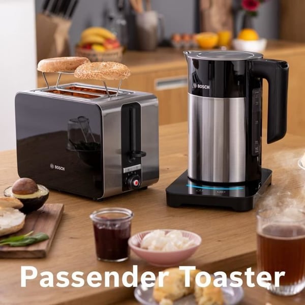 BOSCH TWK7203 programmerbar elkedel - Sort og rustfrit stål - 1,7L - 360° base - Automatisk slukning