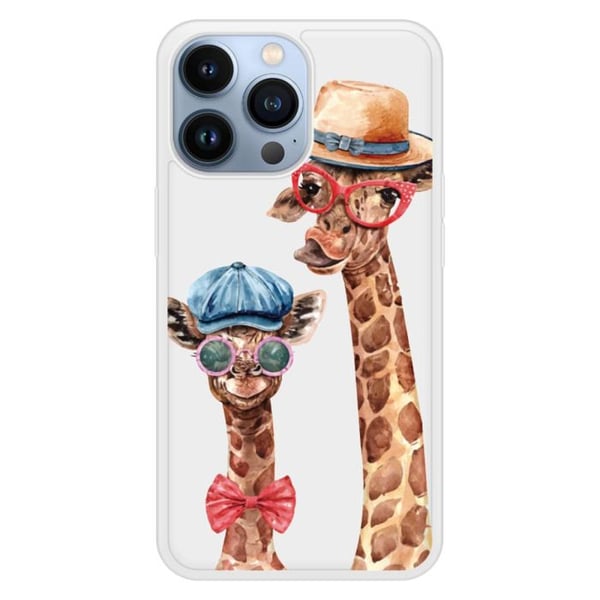 Siliconförstärkt tryckt skal kompatibelt med Apple iPhone 13 Pro Rolig Giraff