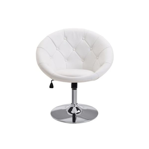 HOMCOM Svängbart arbetsstol i krom justerbar höjd svart vit PU stål 56x71x78-90cm för kontor och verkstad