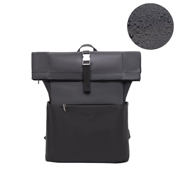 Roll-Top CELIMS Ryggsäck | Handbagage 40x30x20cm | Vattentålig & Ultra-Beständig | Laptopfack | Svart