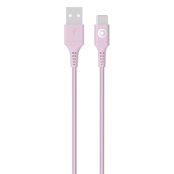USB-A till USB-C-kabel - BIGBEN CONNECTED - 1.2m - Snabbladdning 15W - Vävd nylon - Rosa