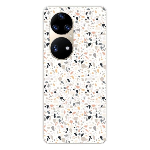 1001Coques - Silikonfodral kompatibelt med Huawei P50 Pro - Terrazzo-mönster i färg - Originaldesign tryckt i Frankrike