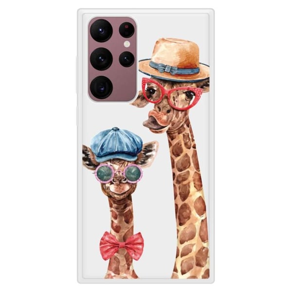 Förstärkt silikonfodral med tryck, kompatibelt med Samsung Galaxy S22 Ultra, Rolig Giraff