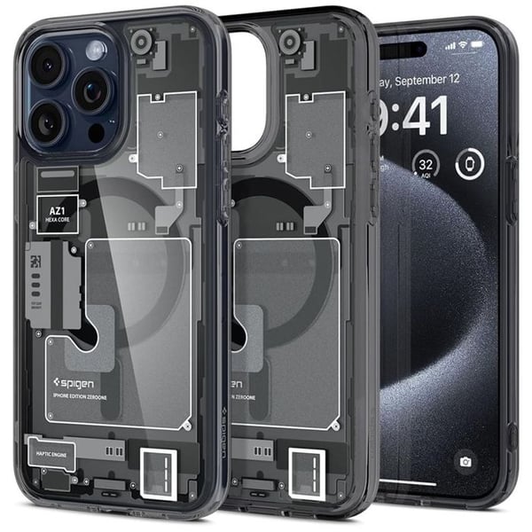 Mobilskalskydd - SPIGEN - Ultra Hybrid MagSafe - Svart - Kompatibel med iPhone 15 Pro Max - Halvstyv