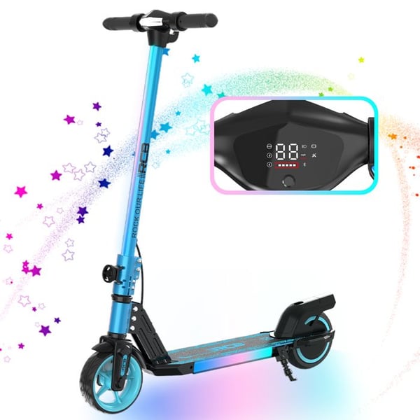 RCB Elektrisk Scooter til Børn 220W – 6,5" Dæk – 15 km/t – Sammenfoldelig – Rækkevidde 6-10 km – Blå