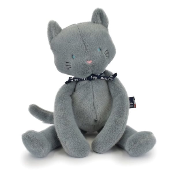 Plysch - MAÏLOU TRADITION - Katt Méloé - 37 cm - Grå - Hantverk skapad i Frankrike