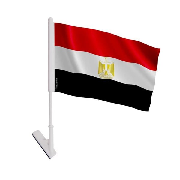 Klistret flagga Egypten – 14 x 21 cm – Mjuk polyester – Lätt att klistra – 1 styck – Pixelforma