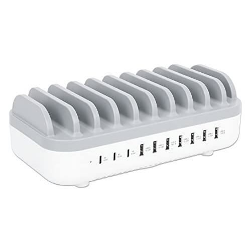 USB-laddstation - MANHATTAN - 180856 - 10 portar - Färg grå - USB-gränssnitt