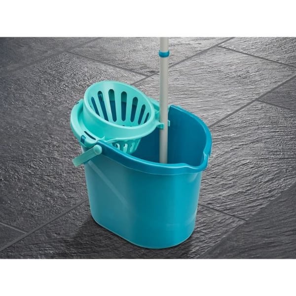 Sæt med sæbeskure og spand med wringer Leifheit Classic 56792, moppe med meget absorberende viskose, spand med wringer 12 L, turkis