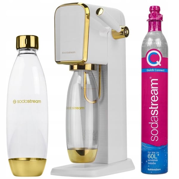 Sodamaskin - Sodastream - ART Vit Guld - Enkel kolsyrning - Flaska 1L utan BPA