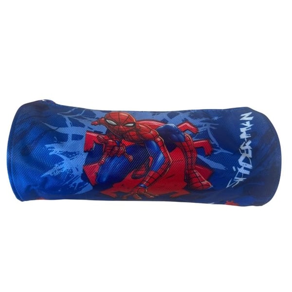 Barnens Spiderman Cylindrisk Necessär 23cm Stor Kapacitet Blå – Perfekt för Skolan och Kontoret