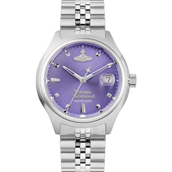 Kvinnoarmband - VIVIENNE WESTWOOD - Lyra VV311PPSL - Rosa pärlemorskiva - 32 mm stålboett - Kvarts 5 ATM