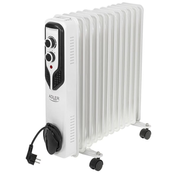 Olie radiator 11 elementer, 3 effekt niveauer, temperaturregulator Adler AD7817 2500W hvid