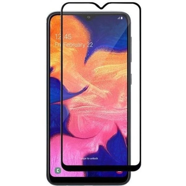 Härdat Glas - Phonillico® - Samsung Galaxy A10 - Transparent - Svart Kant - Repningsbeständig