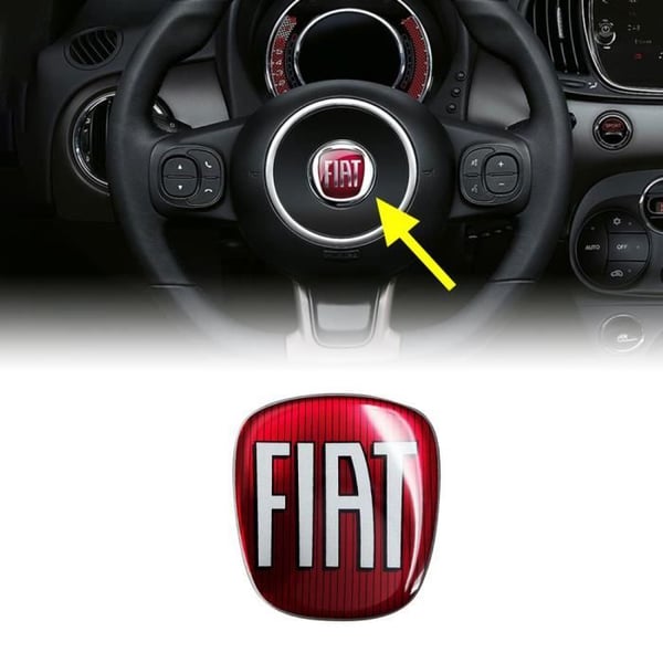 3D-dekal - Fiat - Ersättningslogotyp - Svart - 40x43 mm - Bil