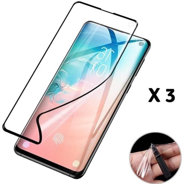 Film Protecteur - Phonillico® - Samsung Galaxy S10 - 3 Filmer - Repellerande mot repor - Svart kant