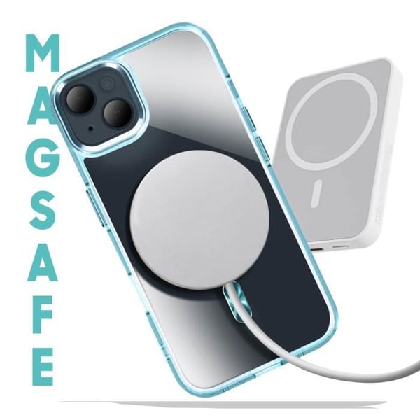 Coque MagSafe för iPhone 15 Bakglas Färg Blå