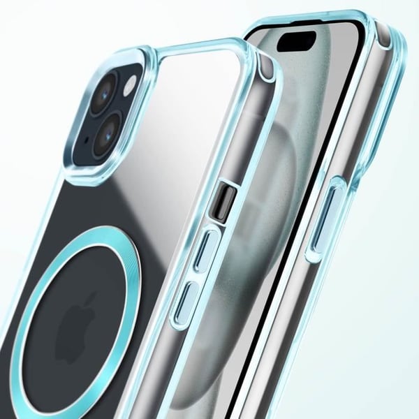 Coque MagSafe för iPhone 15 Bakglas Färg Blå