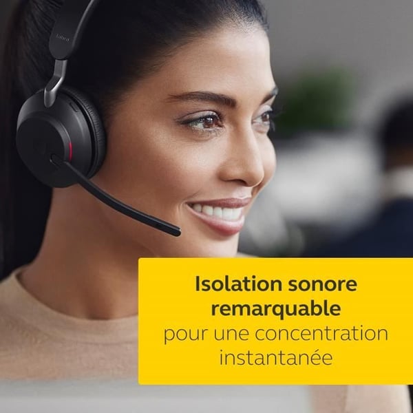 Trådlösa hörlurar - JABRA - Evolve2 65 - USB-C - Stereo - Aktiv brusreducering