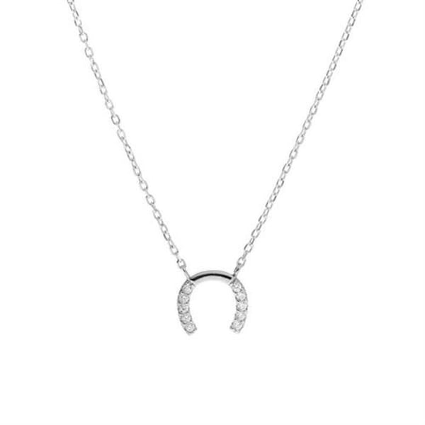 Silverhalsband - AGAIN JEWELRY - AJNA0021 - Hästskosmycke - Kubiska zirkoner - 42 cm justerbar