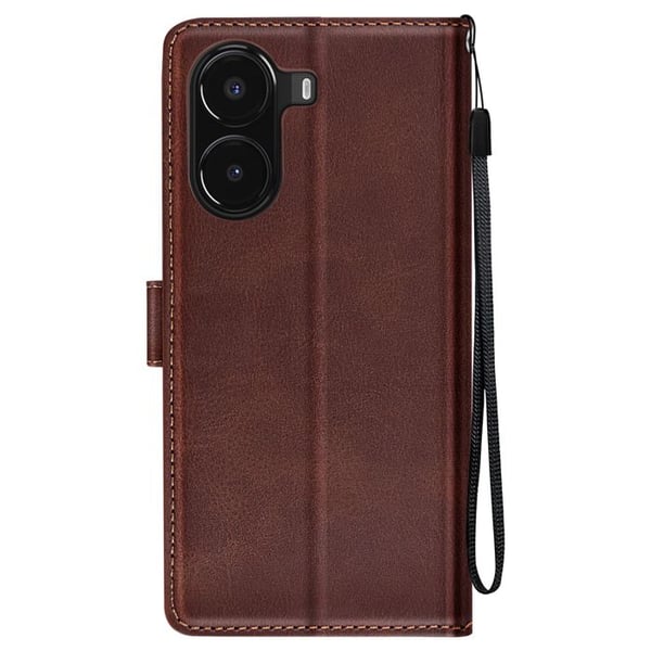 Smartphonefodral - Xiaomi - Poco X7 Pro - Mörkbrun - Syntetiskt läder - Videostöd