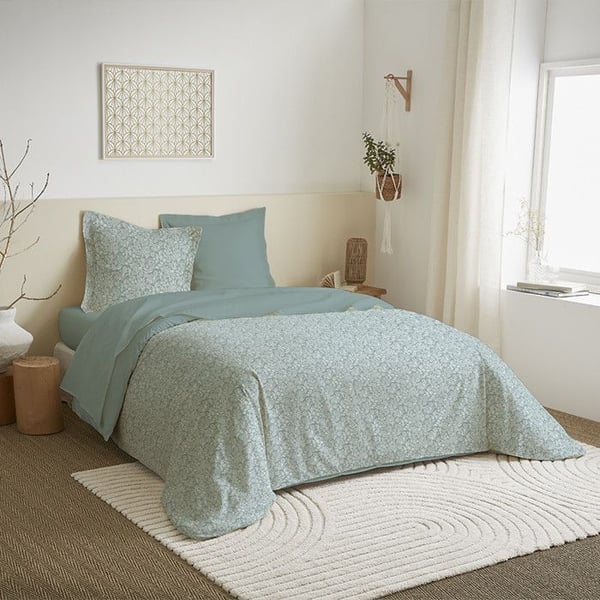 Vändbar 4-delad täckset 240 x 220 cm "Celeste Glacier" för säng 140 x 190 cm 100% bomull