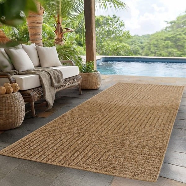 Utomhus Inomhus Matta - MELIS HOME - 120X170 cm - Naturlig Jute - Fuktbeständig - Geometrisk