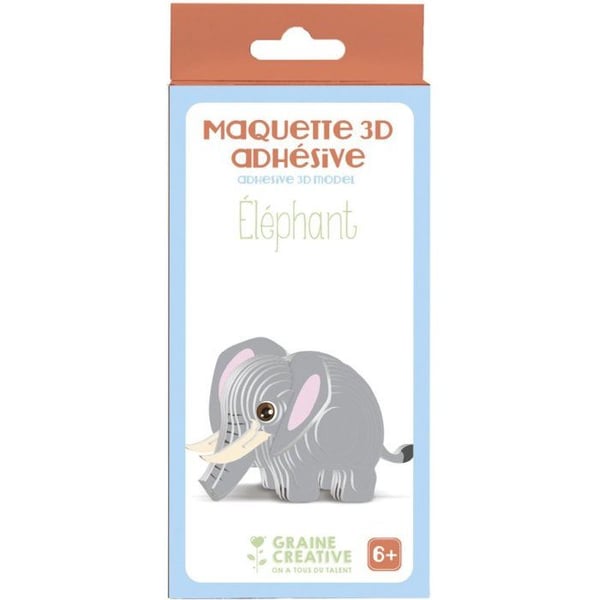 Elefant - 3D trämodell att montera