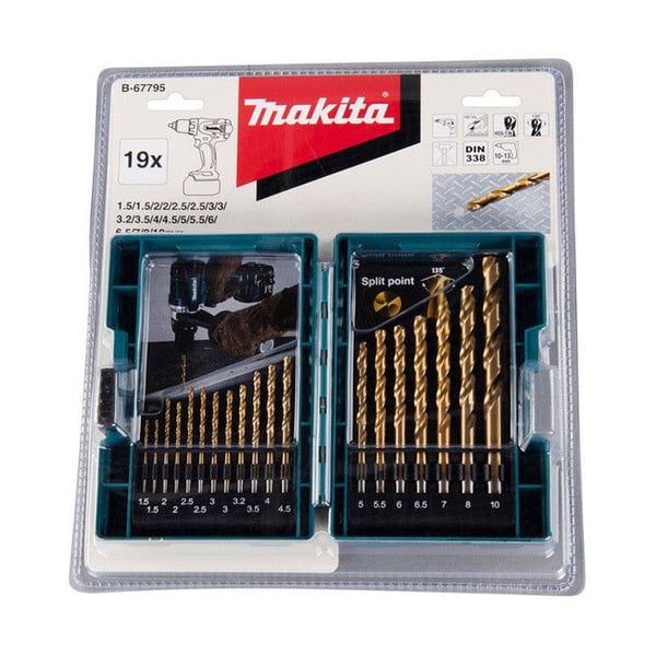 Metallborr HSS-Tin - Kartong med 19 delar - Makita