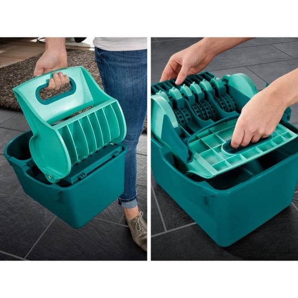 Sätt lavegolv med Leifheit Profi Compact 55092, platt mopp 42 cm med fodral, idealisk för alla släta golv.