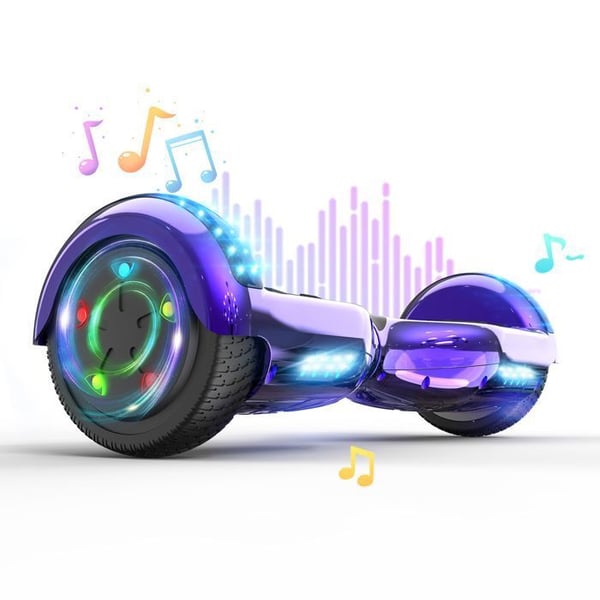 Hoverboard 6.5 Tommer med Bluetooth og LED - RCB - Perfekt Gave til Børn Lilla Krom