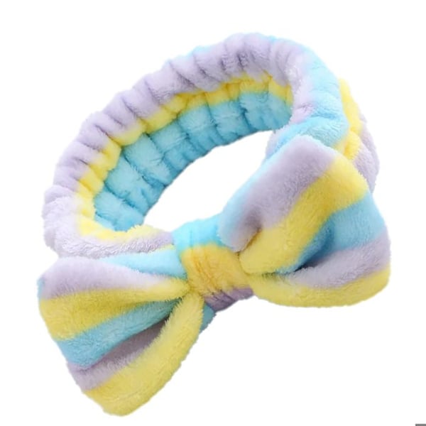 Bandeau Spa - AVIZAR - Randig Blå och Gul - Mjuk Fleece - Halkfri - Tvättbar