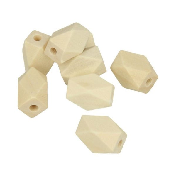 8 POLYGONALER PERLAR I TRÄ - 10.6X15.8 MM - SMYCKEN