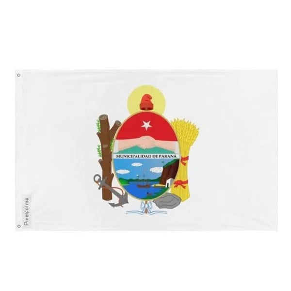 Flagga Paraná (Argentina) – 64 x 96 cm – Motståndskraftig Polyester – 2 Metallöglor – Inomhus / Utomhus – Pixelforma