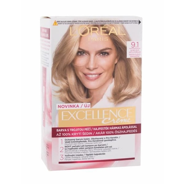 48ml Loreal Paris Excellence Creme Triple Protection, 9.1 Natural Light Ash Blonde, Hårfärg