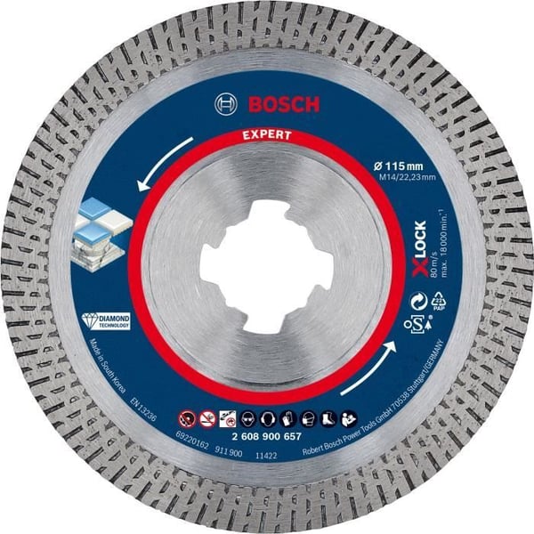 Diamantskärande skiva - BOSCH - Expert HardCeramic - 115x22,23x1,4mm - Vit - Hög prestanda