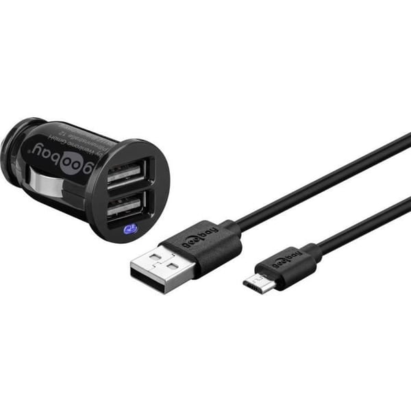 Goobay 71692 USB-laddare Utgångsström (max.) 2100 mA 2 x USB 2.0 typ A hona, USB 2.0 han Micro-A