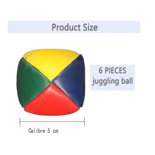 Jonglööri pallot - WJ - Pakkaus 6 kpl - Halkaisija 5 cm - Paino 45g - Sopii aloittelijoille